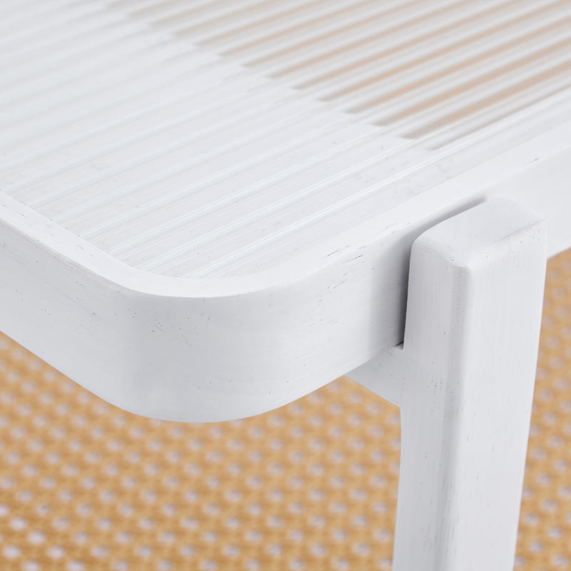 Modern White Coffee Table for Living Room, Glass Top, 2-Tier