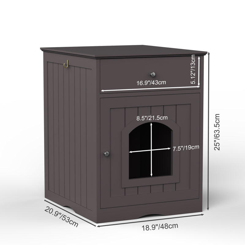 Modern Wood Cat Litter Box End Table, Indoor, Hides Litter