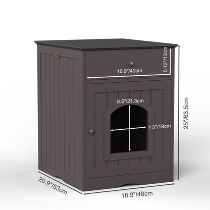 Modern Wood Cat Litter Box End Table, Indoor, Hides Litter