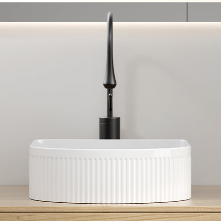 Modern Rectangle Vessel Sink for Powder Rooms Glossy Ceramic
