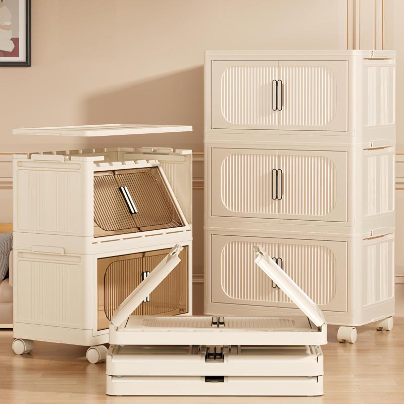 Cream White Collapsible Storage Cabinet for Bathroom
