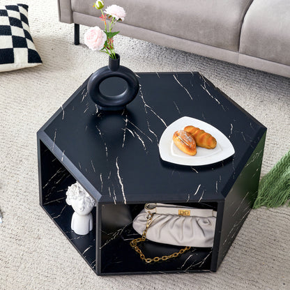 Modern Hexagon Coffee Table for Living Room, Extra Storage