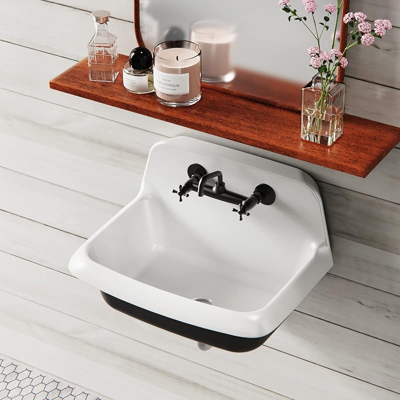 ELLAI Farmhouse Wall-Mount Laundry Sink with High Back