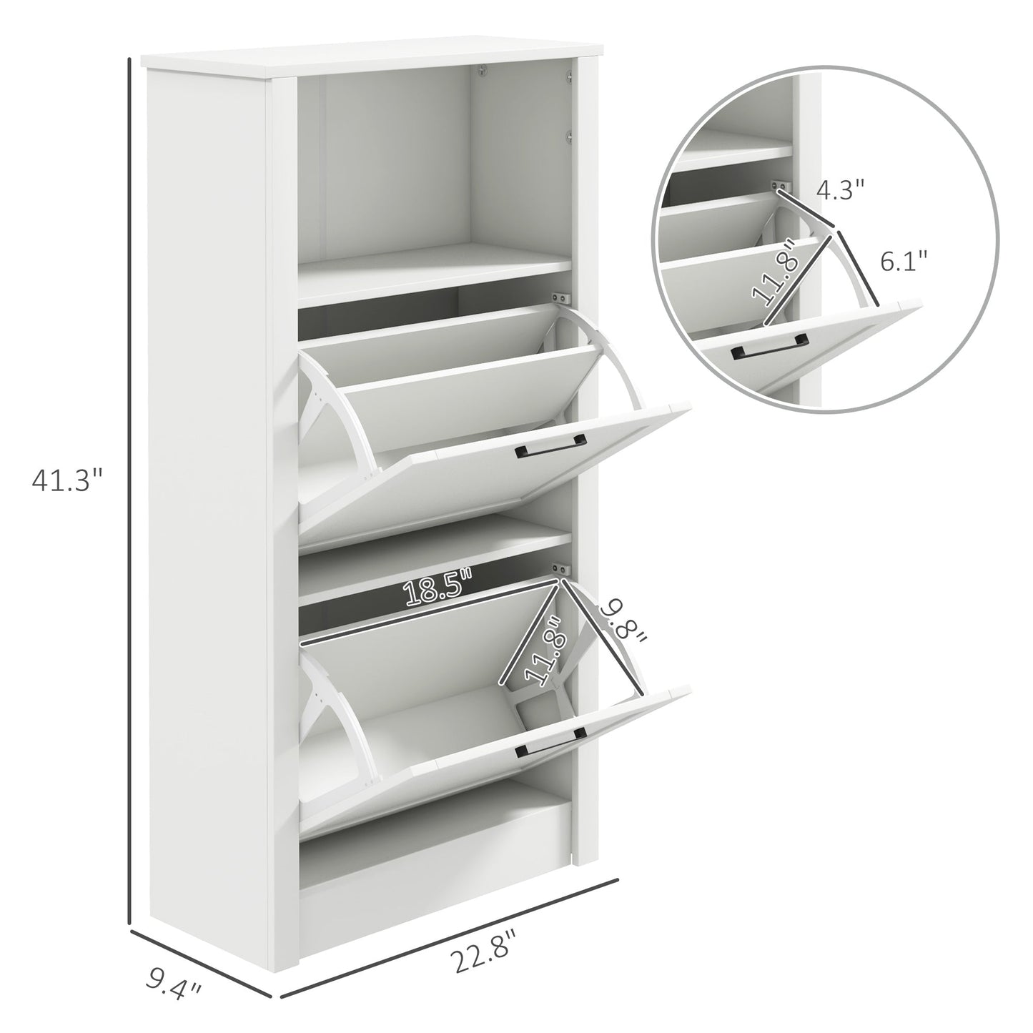 HOMCOM Modern Shoe Cabinet for Entryway with 2 Flip Drawers