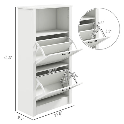 HOMCOM Modern Shoe Cabinet for Entryway with 2 Flip Drawers