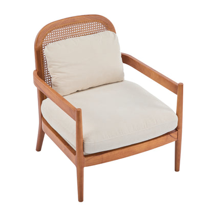 Mid-Century Armchairs Set of 2 for Living Room, Rattan Back