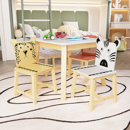Playful Playroom Kids Table & 4 Animal Chairs, Spacious Top