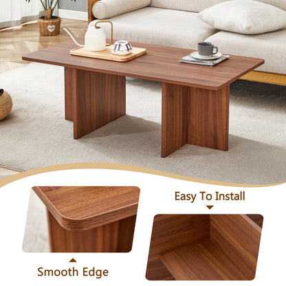 Modern Walnut Coffee Table, Living Room, Triangular Base