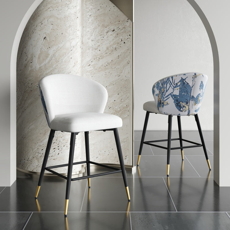 Jacquard Counter Stools for Kitchen, Metal Footrest, 2-Pack