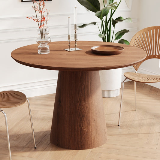 Modern Minimalist 43-inch Round Dining Table, Natural Wood