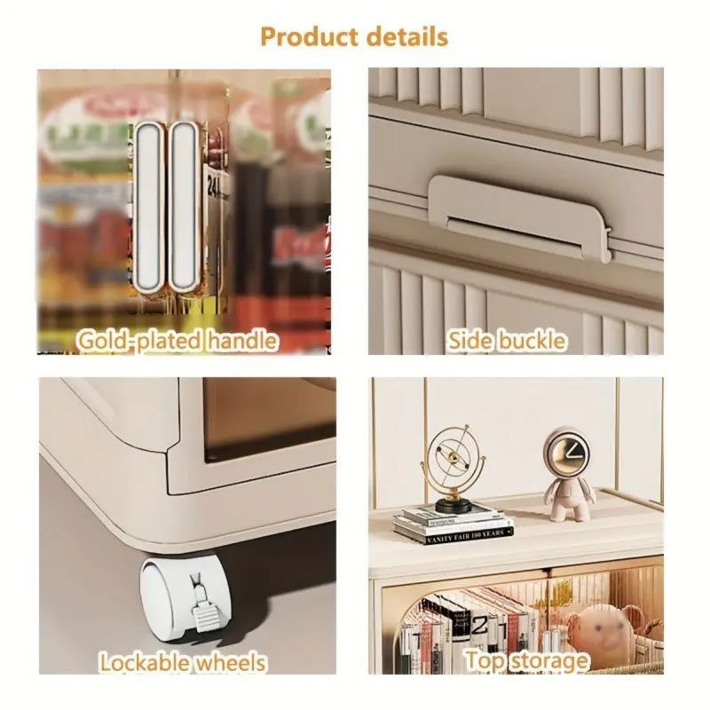 Modern Folding Closet Storage Cabinet with Wheels