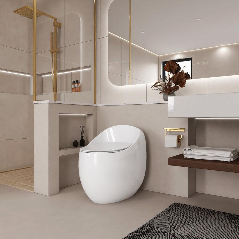 Modern Egg-Shape Bathroom Toilet, Water-Saving 1.28 GPF