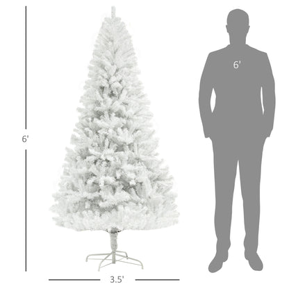 HOMCOM White 6 ft Unlit Christmas Tree 1,000 Tips, Auto-Open