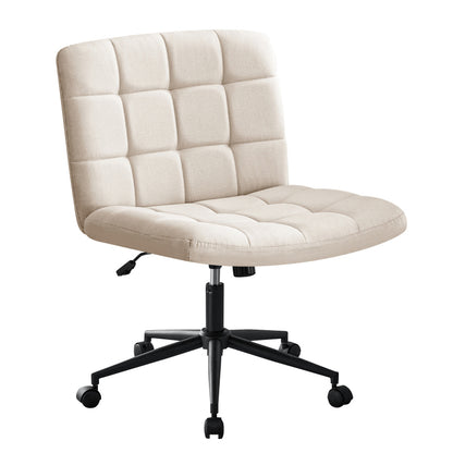 Cozy Linen Armless Home Office Chair with Lumbar Support