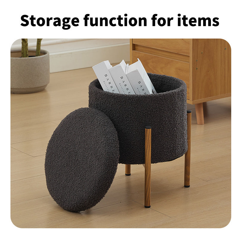 Modern Round Storage Ottoman, Removable Lid for Living Room
