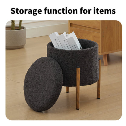 Modern Round Storage Ottoman, Removable Lid for Living Room