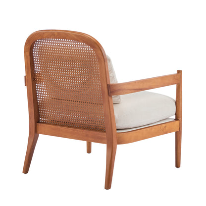 Mid-Century Armchairs Set of 2 for Living Room, Rattan Back