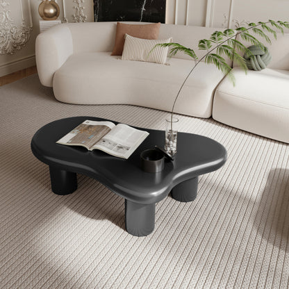 Modern Black Cloud Coffee Table for Living Room, 3 Ball Legs