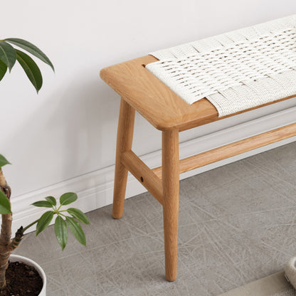 Minimalist Solid Oak Dining Bench for Dining Room or Bedroom