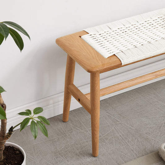 Minimalist Solid Oak Dining Bench for Dining Room or Bedroom