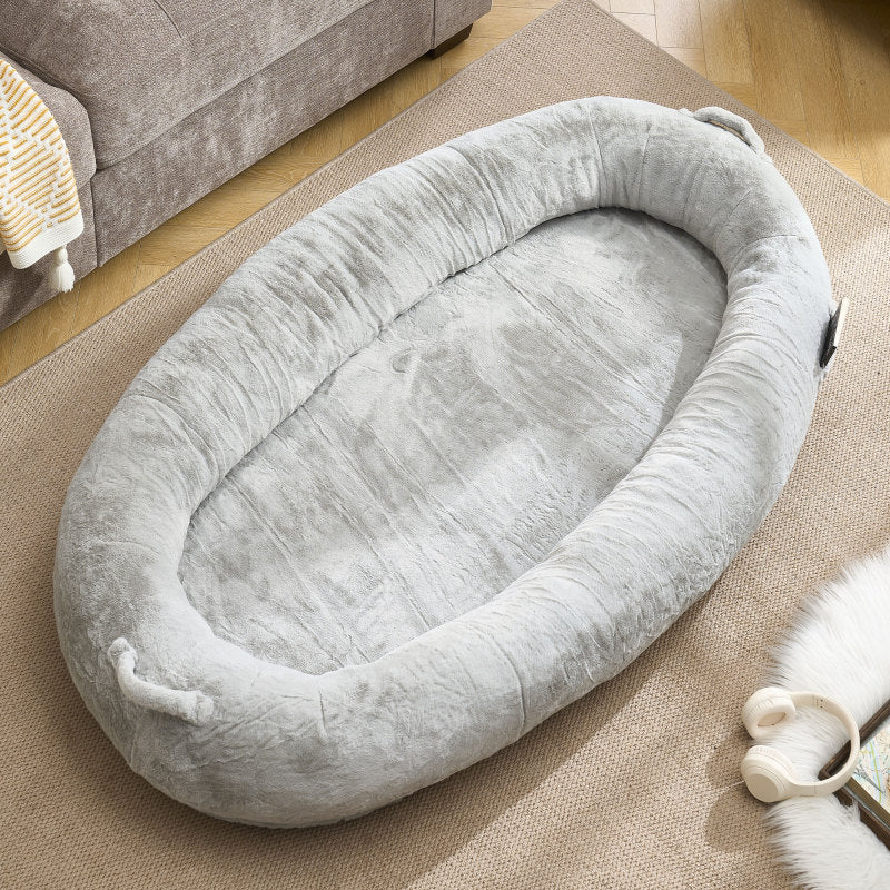 Human Dog Bed for Adult, Giant Extra Large Memory Foam Human Size Pet Bed for People, Fluffy Plush Dog Bed for Human with Storage Pocket  Cover Portable Handle Non-Slip Bottom