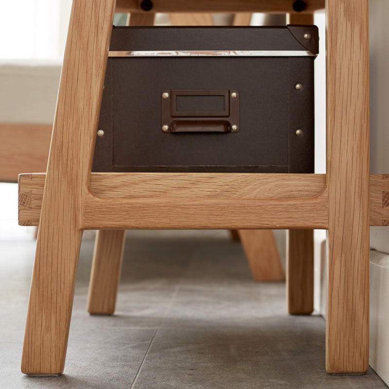 Natural Beech Shoe Bench for Entryway, 3-Tier Storage