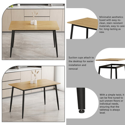 Modern Minimalist Dining Table for Kitchen, Black Metal Legs