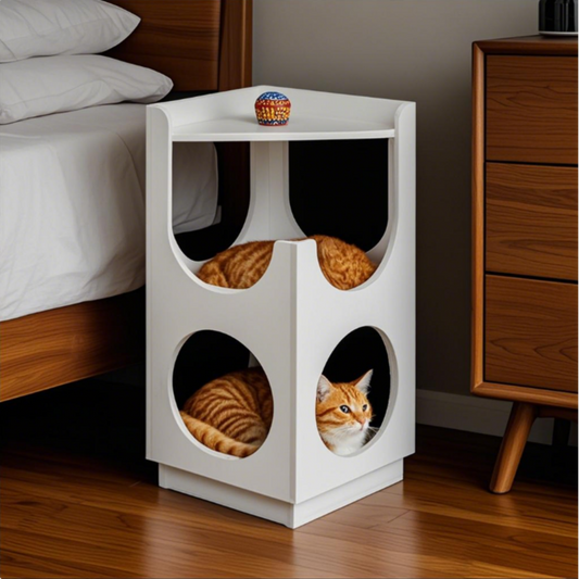 Modern Two-Tier Cat Condo for Living Room, Ventilated