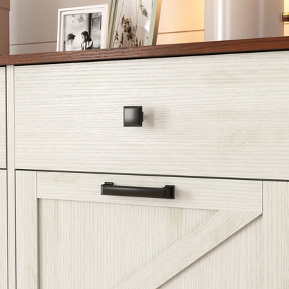 Farmhouse Barn-Door Double Tilt-Out Kitchen Trash Cabinet