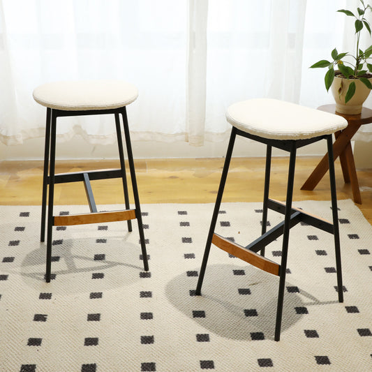 Modern Backless Bar Stools Set of 2 Padded for Kitchen