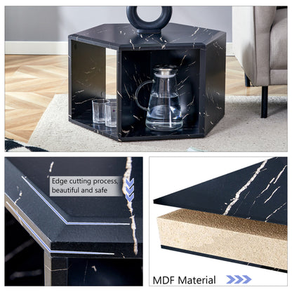 Modern Hexagon Coffee Table for Living Room, Extra Storage