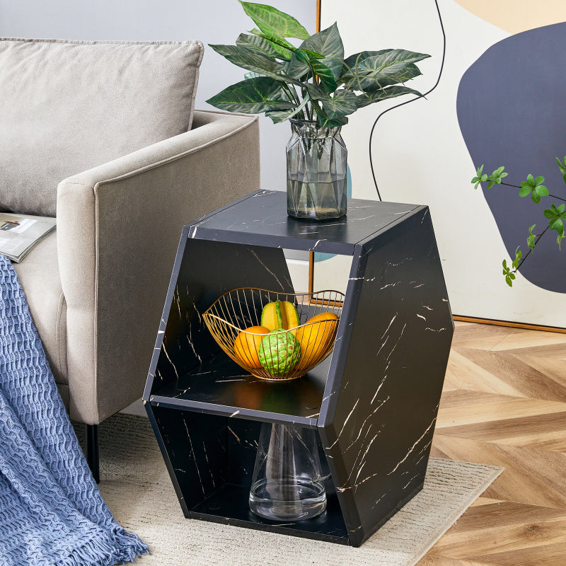 Modern Hexagon Coffee Table for Living Room, Extra Storage