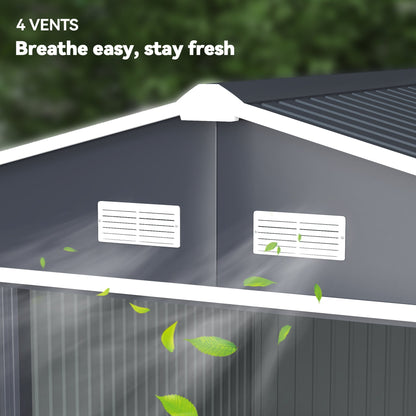 Outsunny Metal Backyard Shed with Lockable Doors & Vents