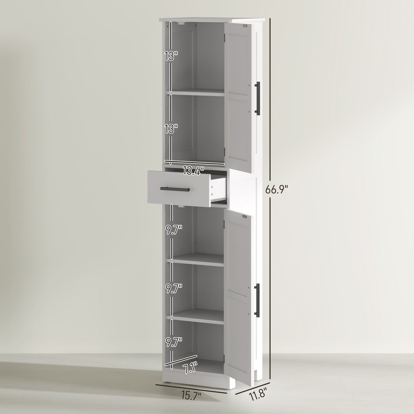 HOMCOM Farmhouse Tall Bathroom Linen Cabinet with Barn Doors