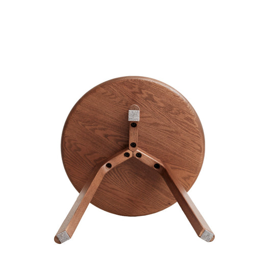 Modern Round End Table for Living Room, Solid Oak