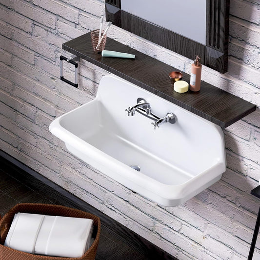 ELLAI Farmhouse Wall-Mount Laundry Sink, 36-Inch High-Back