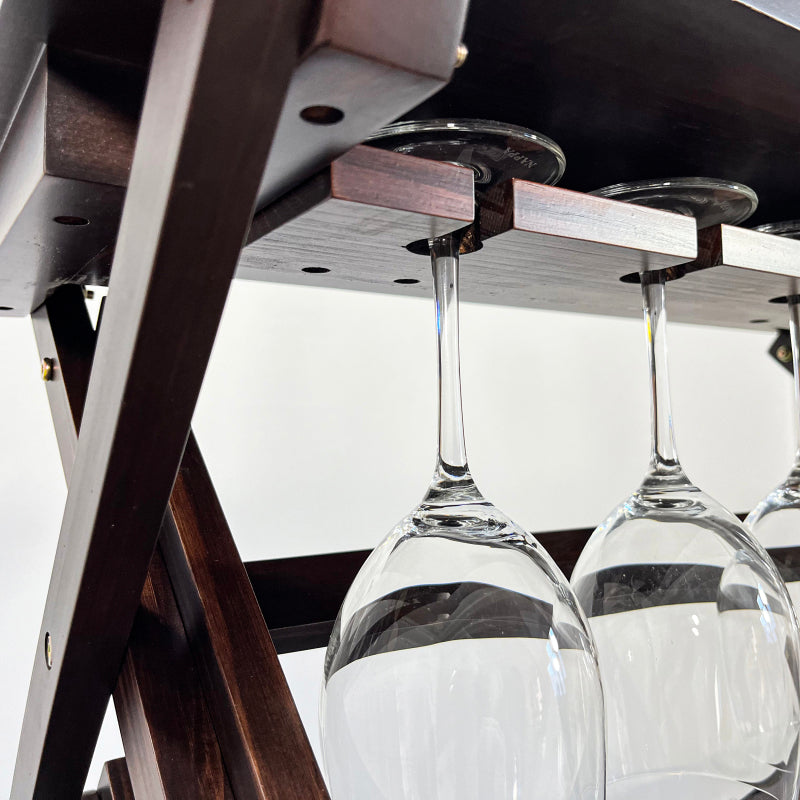 Walnut Freestanding Wine Rack for Home Bar, 26-Bottle