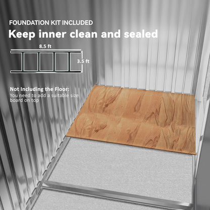 Outsunny Metal Storage Shed, Backyard 9x6, Foundation Kit