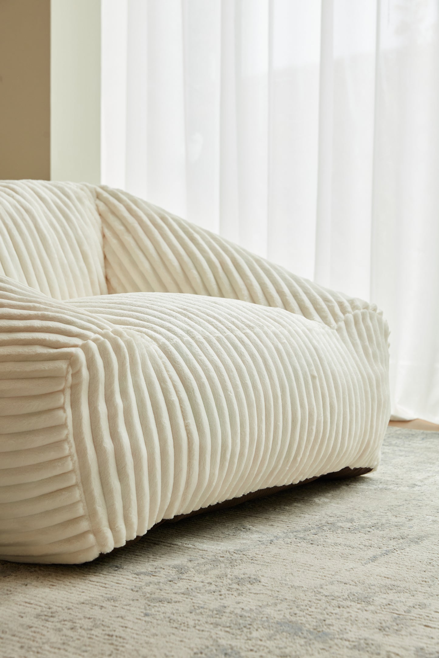 BYBYME Giant Bean Bag Chair for Adults and Kids, Large Comfy Cozy Beanbag, Floor Sofa for Teens, Living Room, Gaming, Reading, Beige