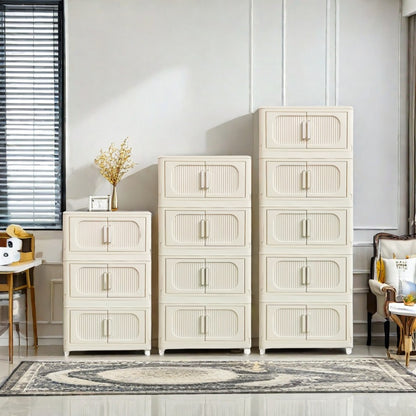 Modern Cream Folding Storage Cabinet for Entryway