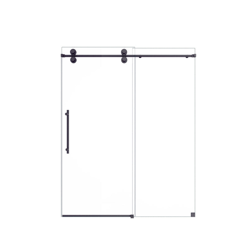 56"-60"W x 72"H Frameless Single Sliding Shower Door _ 5/16" (8mm) Clear Tempered Glass, Bypass Design with Matte Black Finish