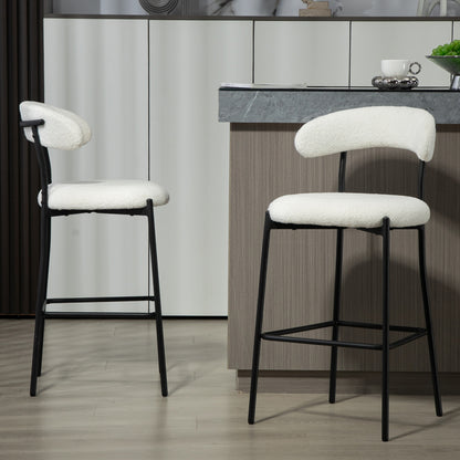 Cozy Teddy Fabric Counter Stool, Kitchen Island, Black Base