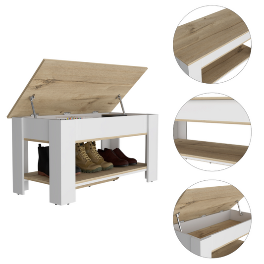 Austin Two-Tone Storage Table for Living Room Pull-Out Shelf