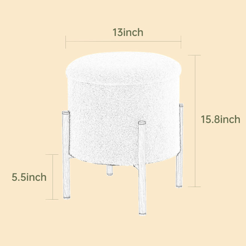 Modern Round Storage Ottoman, Removable Lid for Living Room
