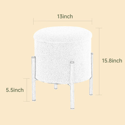 Modern Round Storage Ottoman, Removable Lid for Living Room