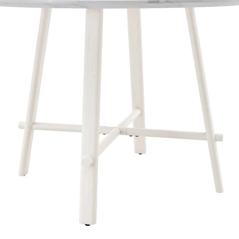 Modern Round Dining Table, Dining Room, 42-Inch White Top
