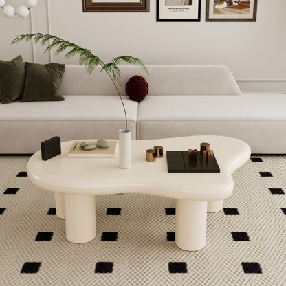 Modern Black Cloud Coffee Table for Living Room, 3 Ball Legs