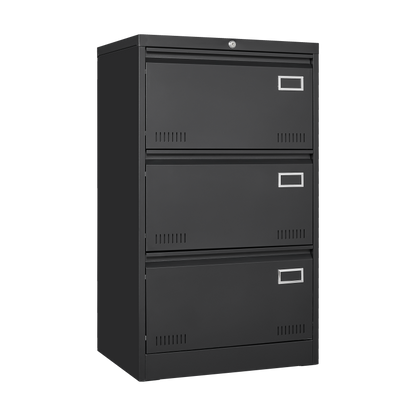 Sleek 3-Drawer Lateral File Cabinet for Home Office, Locking