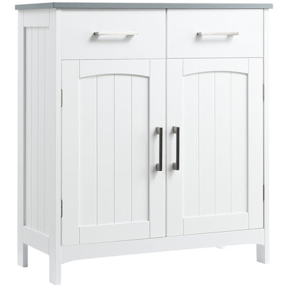 kleankin White Bathroom Cabinet: Drawers & Adjustable Shelf