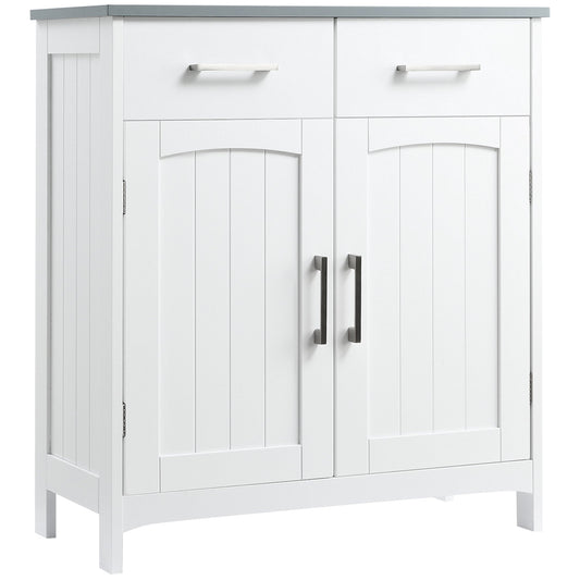 kleankin White Bathroom Cabinet: Drawers & Adjustable Shelf